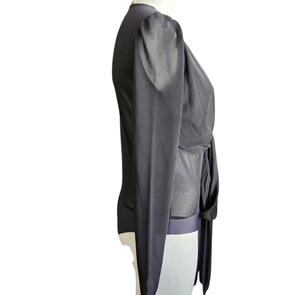 Diane Von Furstenberg Constanza Black Mesh Wrap Style Bodysuit Size XS - Picture 4 of 10